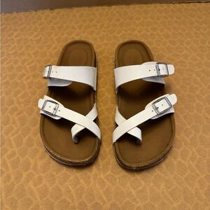 Girls White Double Strap Buckle Sandals size 13